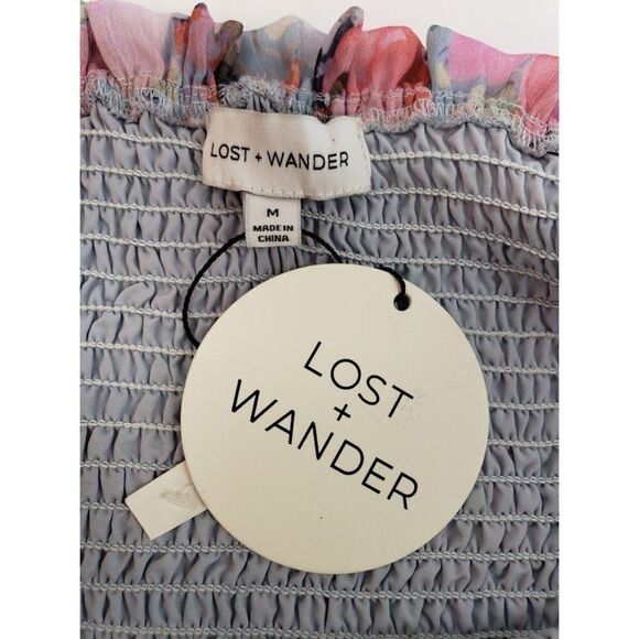 Lost & Wander Off The Shoulder Blouse Top Women's MEDIUM Blue Green Purple NEW - Picture 6 of 11